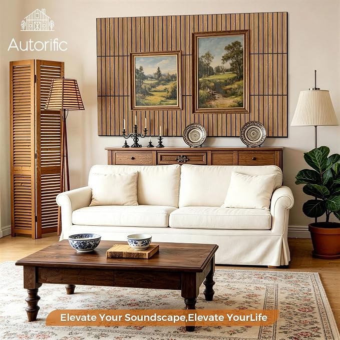 Acoustic Panels,12 Pack Sound Panel 11.8”x15.7”x0.35”,Rustic Teak | Simulated PVC Wood Grain Finish,Peel and Stick Wall Panels,100% Polyester Fiber Soundproof Wall Panels for Interior Wall - Image 5