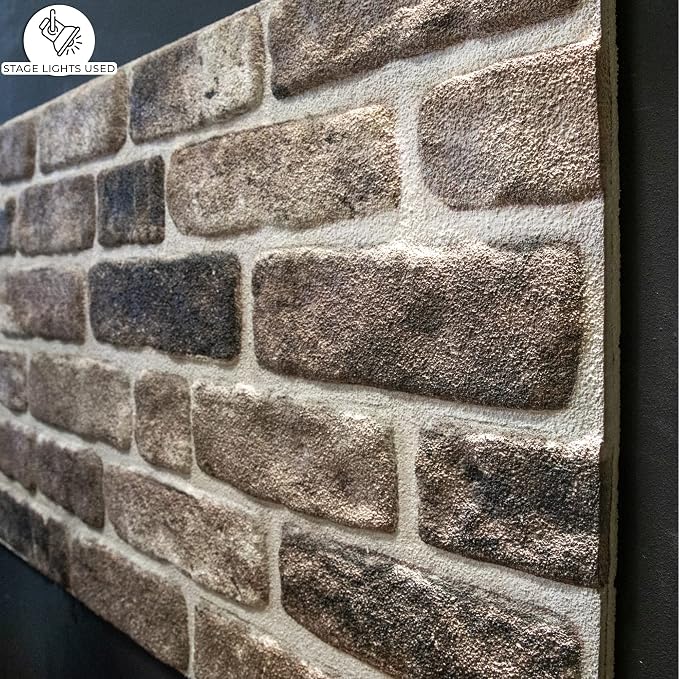 Dundee Deco 3D Wall Panels Faux Brick - Cladding Grey Black Stone Look Wall Paneling, Styrofoam, Sample, Size 10 x 10 in. - Image 2