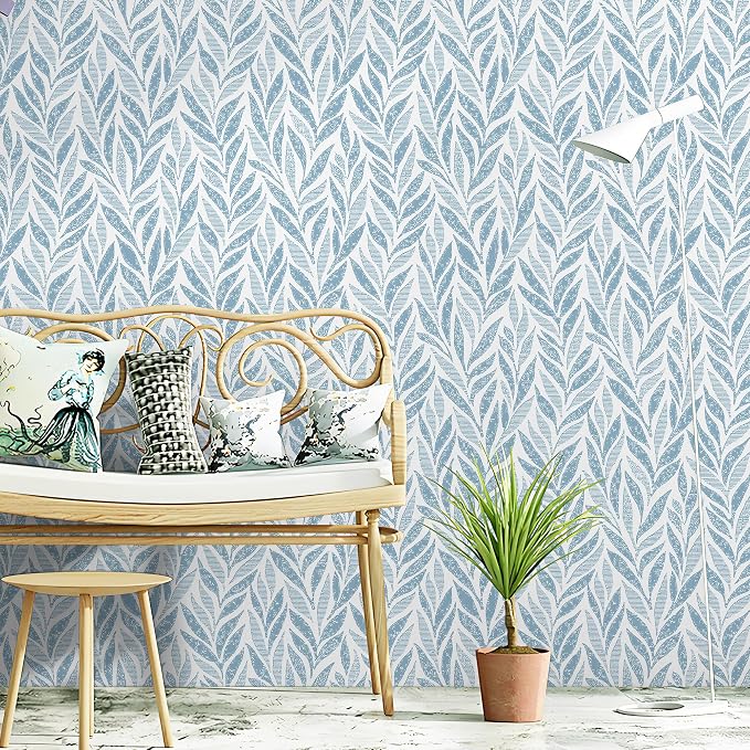 Safiyya 393"x17.3" Blue Peel and Stick Wallpaper Boho Contact Paper Modern Stick on Wallpaper for Bathroom Adhesive Kitchen Wall Paper Vinyl Rolls - Image 6