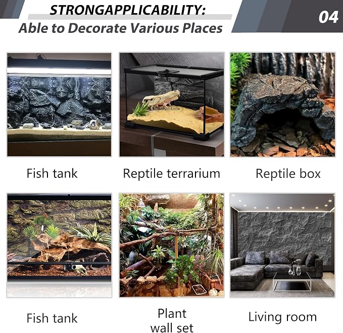 23.6x17.7in Rock Terrarium Background,3D Reptile Tank Background Board,Amphibian Stereo Backdrop Wall,Lizard Snake Gecko Spider Turtle Fish pet silo Background Decorative Panel(Paleyellow) - Image 5