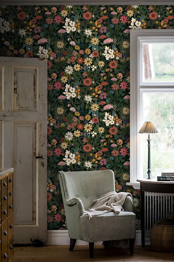 Peel and Stick Wallpaper Floral Contact Paper for Cabinets/Kitchen/Bathroom | Textured Vinyl Stick on Wall paper, Removable, Waterproof, Self-adhesive, Boho, for bedroom/rv/laundry room 17.3" x 118" - Image 3
