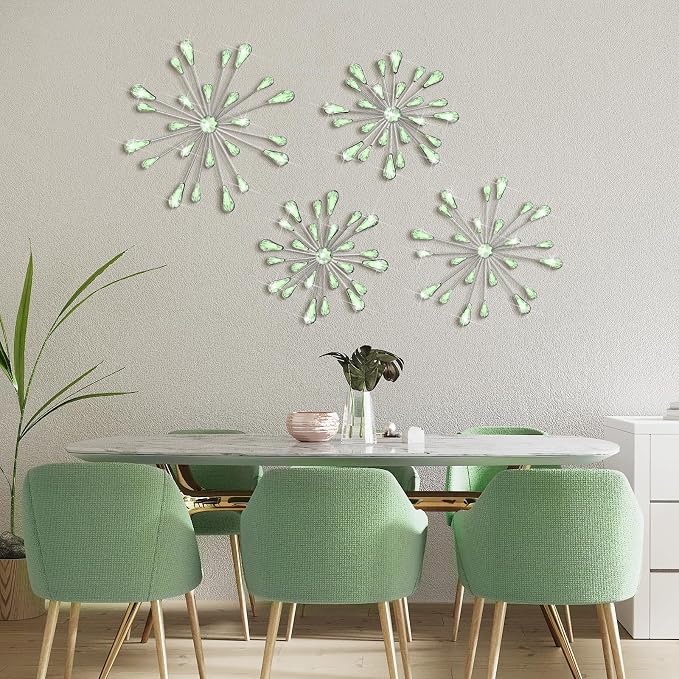 Hicarer 4 Pcs Starburst Wall Decor, Metal Wall Art, Green - Image 5