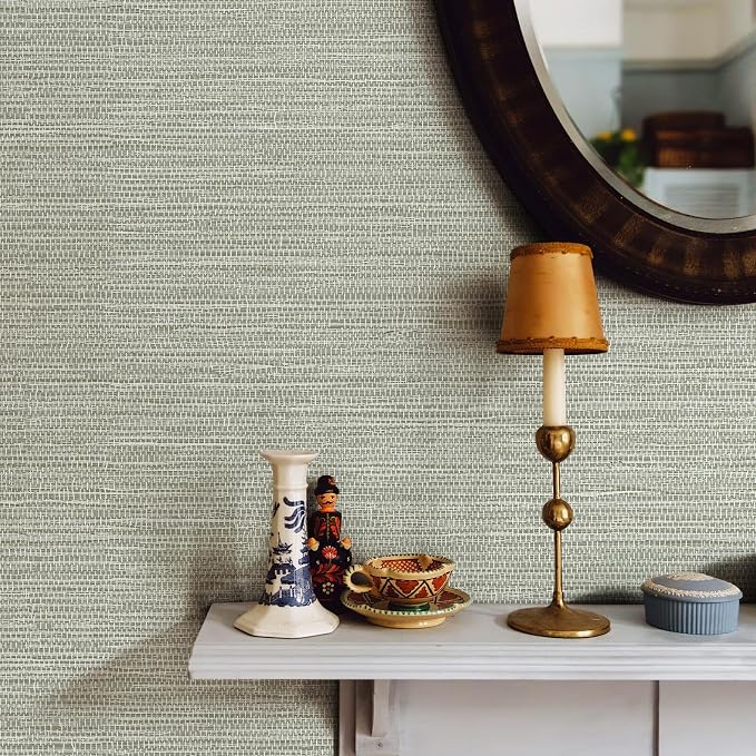 JiffDiff Grasscloth Wallpaper Peel and Stick Cream Grassweave Stick on Wallpaper Textured Self Adhesive Wall Paper Contact Paper 787" x 17.3" - Image 2