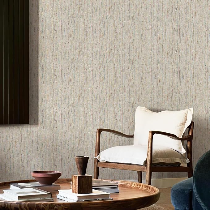 JiffDiff Woven Wallpaper Peel and Stick 17.3" x 800" Colorful Paint Grasscloth Contact Paper Textured Waterproof Self Adhesive Stick on Wallpaper(96 sq. ft Gray) - Image 5