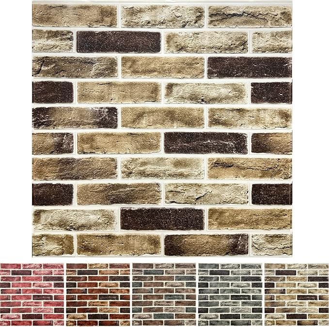 10-Pack 52 Sq.Ft 3D Wall Panels Peel and Stick 3D Faux Brick Wallpaper Peel and Stick Yellow Brown Faux Stone Wall Panel Foam Brick Self-Adhesive 3D Wallpaper by YLLYLL