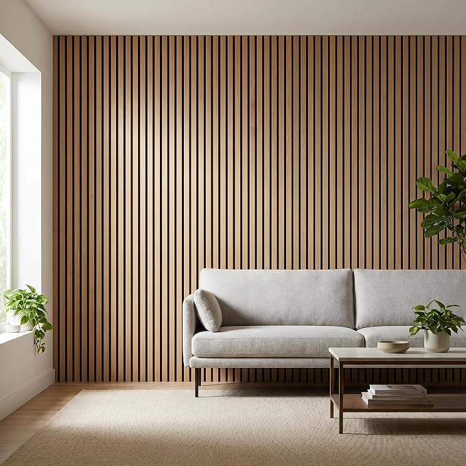 Wood Slat Acoustic Panels, 94.5 x 12.6 Inch, White Oak, 2 PCS | (16.5ft²) 3D Wall Panels, Interior Wall Decor Noise Cancelling, Fluted Sound Absorbing Panel for Office,Home,Theater,Studio - Image 2