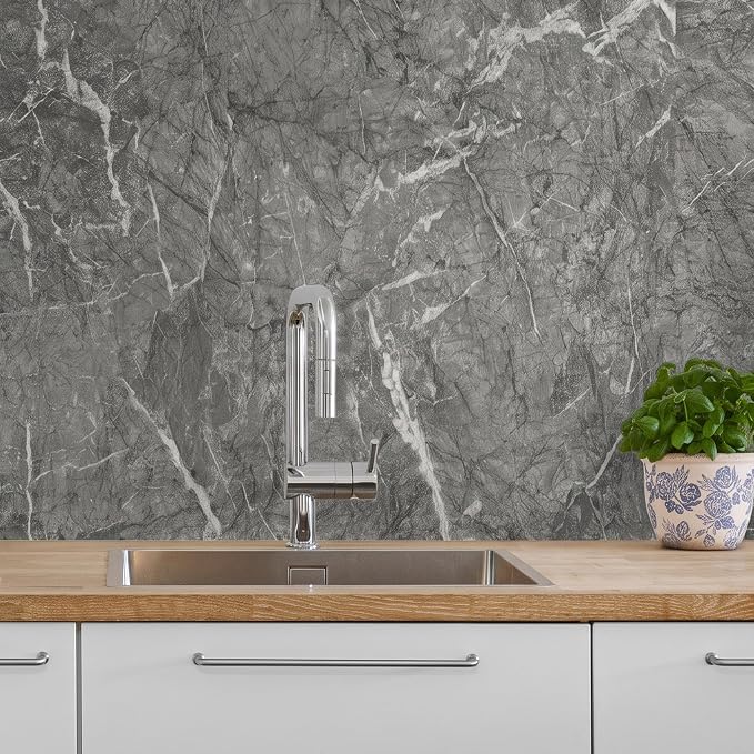 Marble Peel and Stick Waterproof Wall Paneling, 118" x 47" Bardiglio Grey Matte Finish Self-Adhesive Backsplash Tile Vinyl Wall Panel for Kitchen Bathroom Wall Decor, Covers 38.75 Sq. Ft. - Image 7