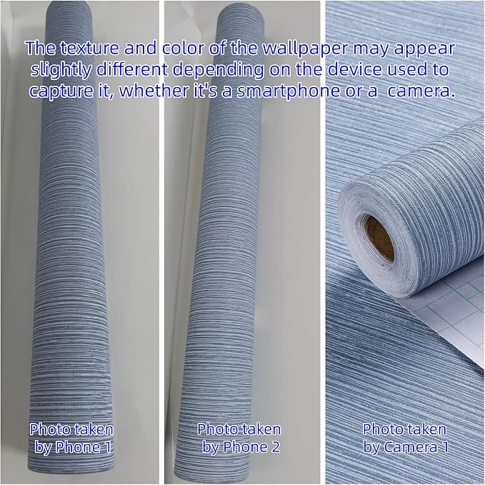 Haimin Grasscloth Wallpaper Textured 24in X 393in Fabric Contact Paper Grey Blue Wall Paper Textured Linen Peel and Stick Self-Adhesive Thick Vinyl Embossed Film Wallpaper (Gray Blue) | Grey Blue Wall Paper Textured Linen Peel and Stick Self-Adhesive T... - Image 4