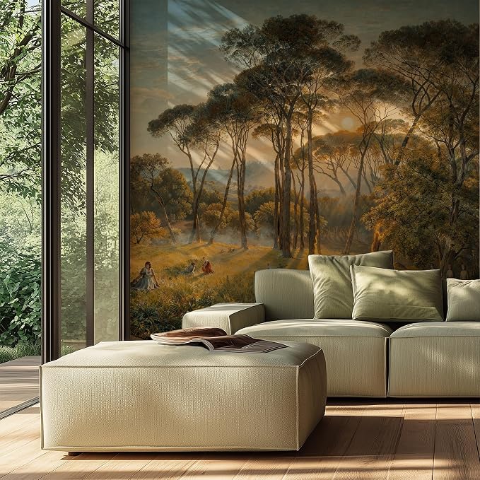 Sunlit Forest Wall Murals Peel and Stick Canvas Wallpaper | Large Removable Woodland Mural for Living Room Bedroom Office Home Decor and Accent Walls in Multiple Standard Sizes - Image 6