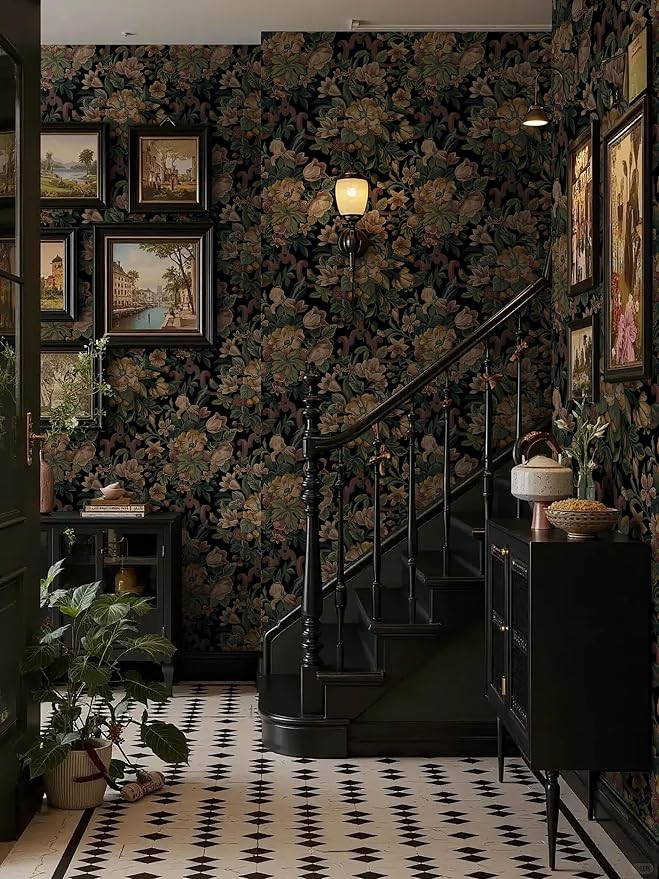 Dimoon Vintage Wallpaper Peel and Stick Archival Dark Green Floral Wallpaper 17.3"x78.7"Flower Leaf Retro Contact Paper for Bedroom Thicken Waterproof Self Adhesive Wall Paper Removable Vinyl Roll - Image 6