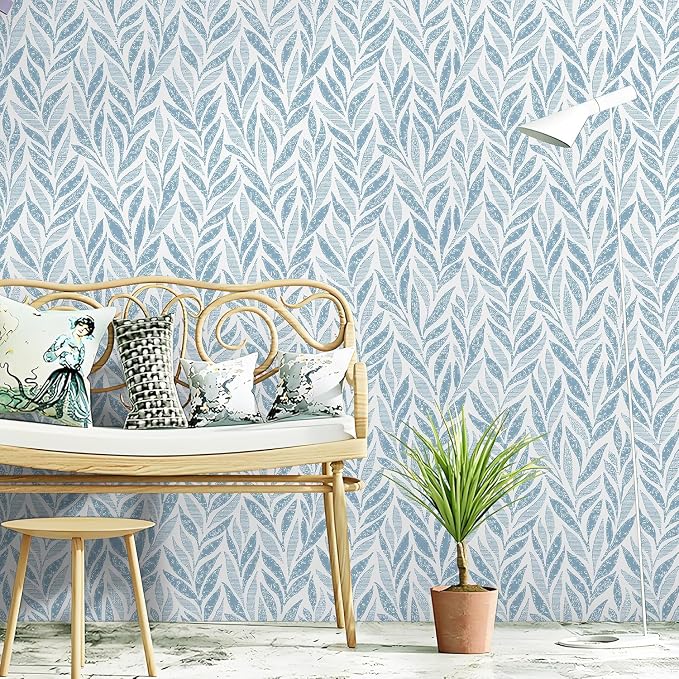 Safiyya 787"x17.3" Blue Peel and Stick Wallpaper Boho Contact Paper Modern Stick on Wallpaper for Bathroom Adhesive Kitchen Wall Paper Vinyl Rolls - Image 3