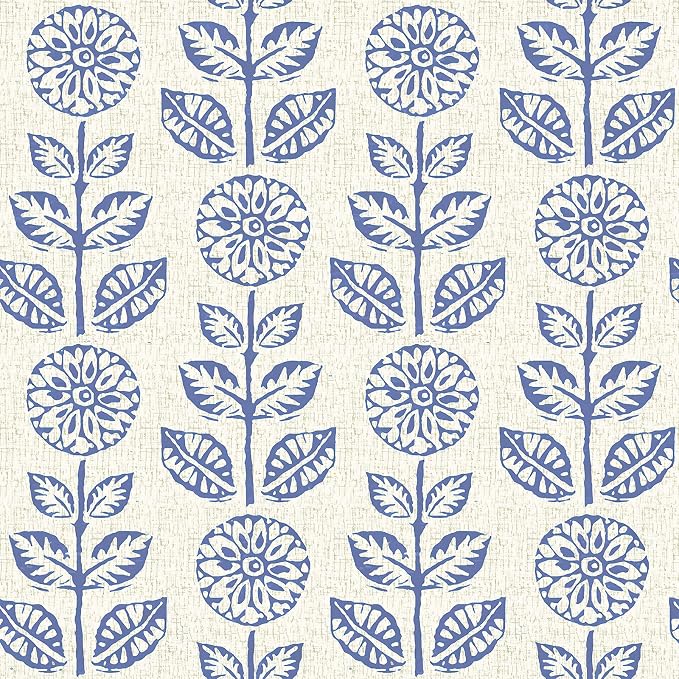 Wudnaye Blue Floral Peel and Stick Wallpaper for Bathroom 17.7in×196.8in | Blue Floral Contact Paper Peel and Stick Vintage Self Adhesive Wallpaper Removable Waterproof Wall Paper for Kitchen Cabinets by Wudnaye