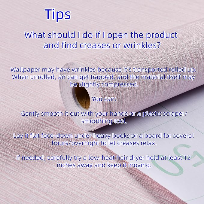 Haimin Grasscloth Wallpaper Textured 24in X 393in Fabric Contact Paper Pink Wall Paper Textured Linen Peel and Stick Self-Adhesive Thick Vinyl Embossed Film Wallpaper (Pink) - Image 8