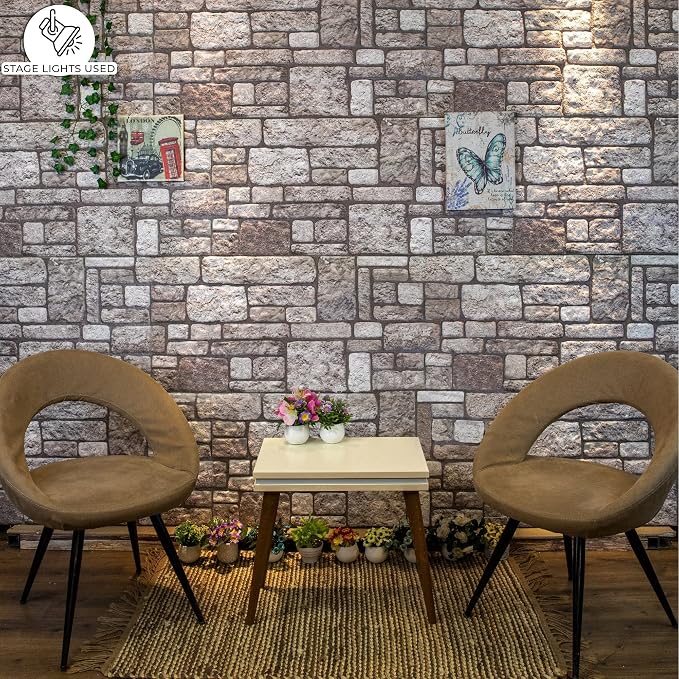 Dundee Deco 3D Wall Panels Faux Brick - Cladding, Grey Stone Look Wall Paneling, Styrofoam Facing for Living Room, Kitchen, Bathroom, Balcony, Bedroom, Set of 10, Covers 53 sq ft - Image 4