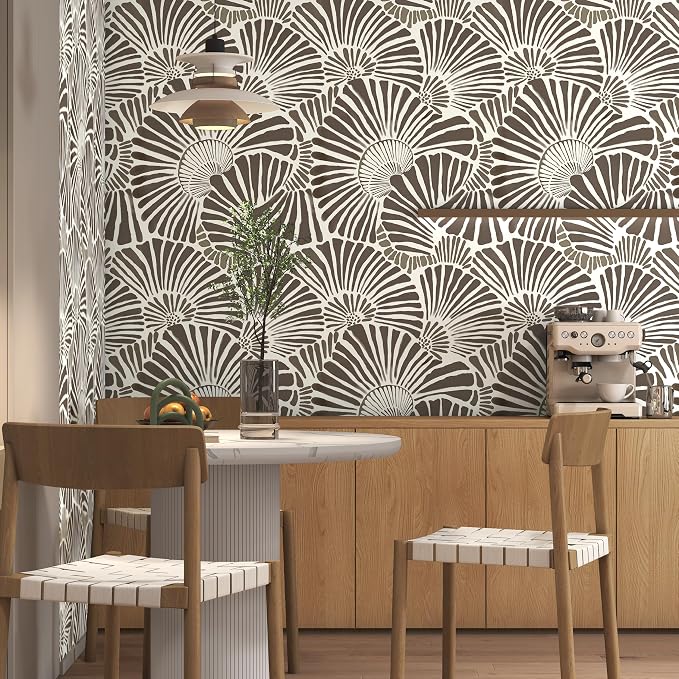 Theper White and Brown Wallpaper Peel and Stick Wallpaper Boho 17.3"×78.8" | Modern Wall Paper Removable Self Adhesive Wallpapers for Bedroom Brown Contact Paper for Cabinets Drawers Shelf Home Vinyl - Image 4