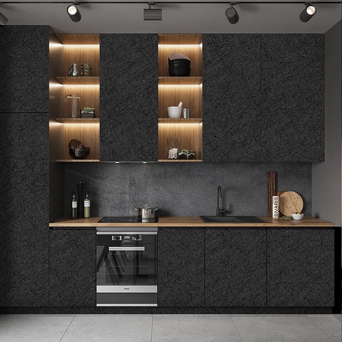Dark Grey Peel and Stick Self Adhesive Wallpaper Countertop Contact Paper | Removable Waterproof Bathroom 15.7" X 196.8" Kitchen Vinyl Wrap for Cabinet Countertops Wall Counter Top Paper - Image 3