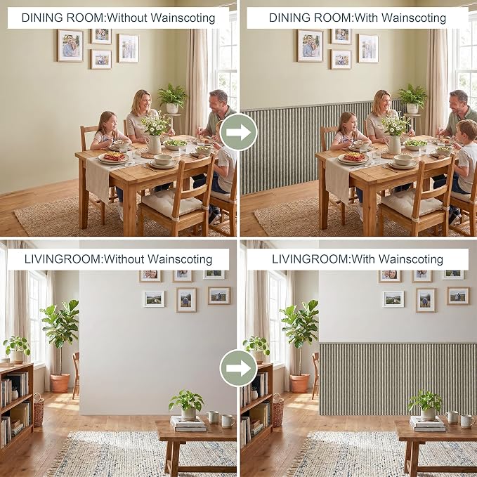 Wainscoting Panels for Living Room, Bedroom,Dining Room & Hallway | 17PCS 39 x 5 Inch Decorative Grey Oak PS Waterproof Board and Batten Wall Panel for Interior Wall Décor- Covers 22.43 Sq.Ft - Image 5