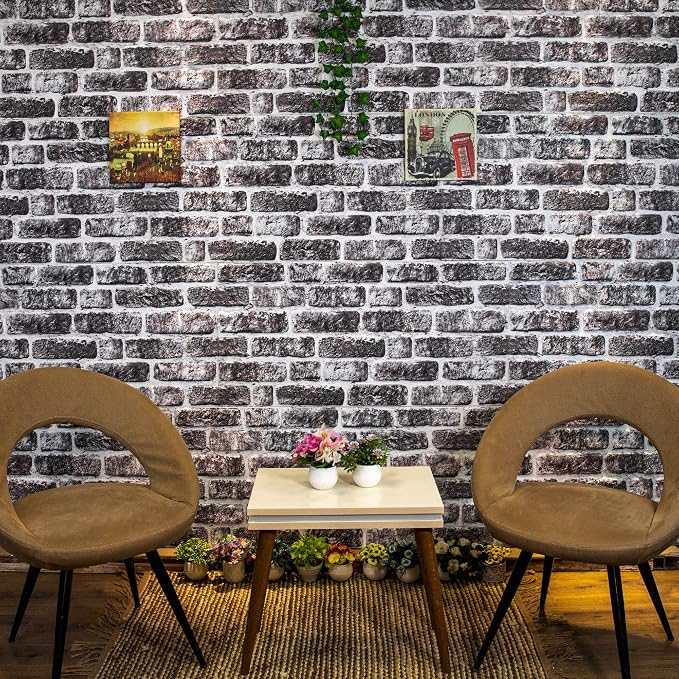 Dundee Deco 3D Wall Panels Faux Brick - Cladding, Charcoal White Stone Look Wall Paneling, Styrofoam Facing for Living Room, Kitchen, Bathroom, Balcony, Bedroom, Set of 10, Covers 54 sq ft - Image 6