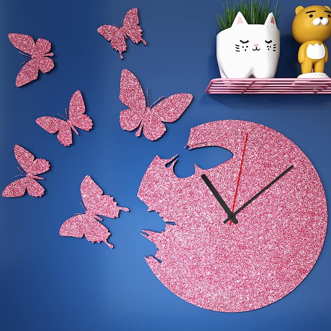 FunStick 3.9"x472" Dark Pink Glitter Peel And Stick Bathroom Mirror Frame Self Adhesive Sparkle Pink Wall Paper Stickers For Classroom Bulletin Board Waterproof - Image 6