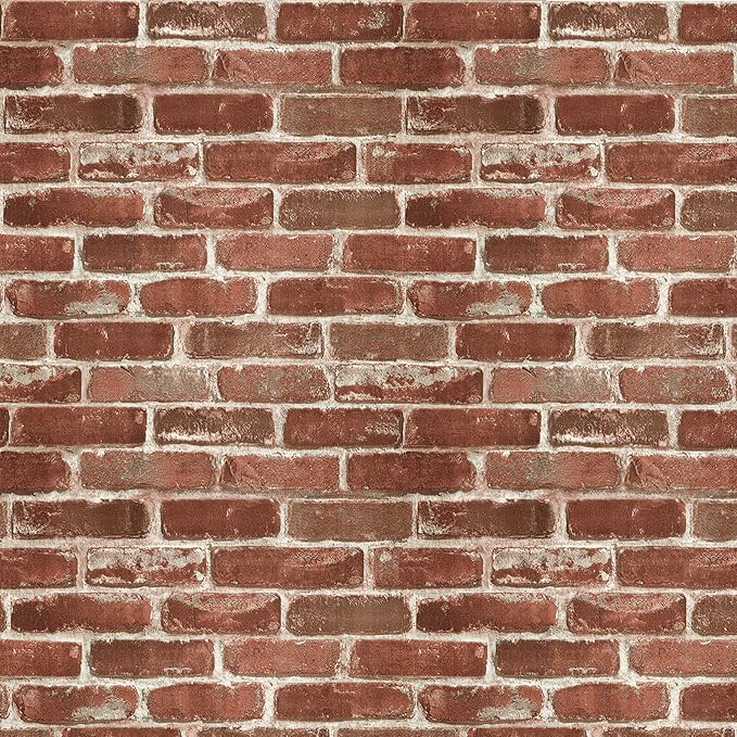 Hopeak Red Brick Wallpaper Self-Adhesive Peel and Stick Waterproof and Removable Good for Home Decoration and Furniture Renovation 17.5X 196 Inches by Hopeak