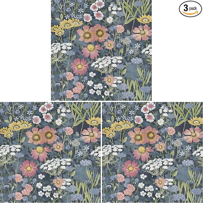 Orainege Vintage Floral Wallpaper Peel and Stick Wallpaper Daisy (Pack of 3) by Orainege