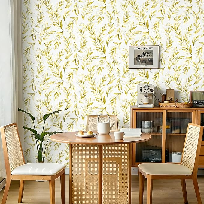 Livebor Leaf Peel and Stick Wallpaper Olive Leaf Contact Paper17.7in x 118.1in Sage Floral Wallpaper Peel and Stick Floral Leaves Contact Paper Modern Farmhouse for Bedroom Neutral Decorative - Image 2