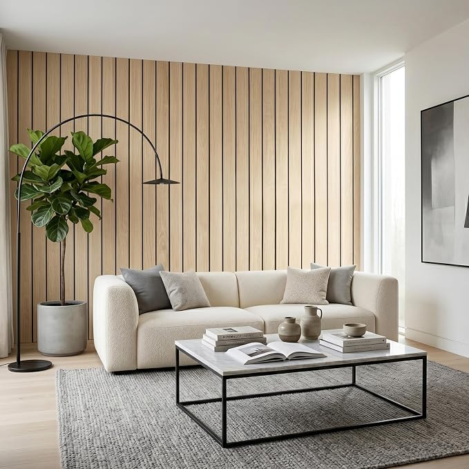 Peel and Stick Wall Panels：Waterproof & Easy to Cut, 236"x15.7" White Oak | Self-Adhesive PVC Wood Panels for Interior Walls, Slat Panels 3D Wood Grain Look,Ideal for Living Room, Bedroom & Ceilings - Image 7