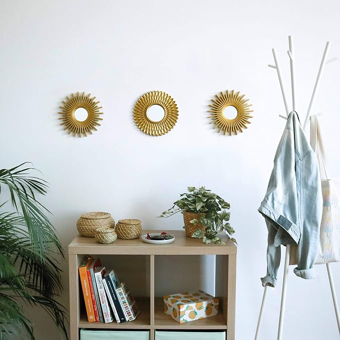 BONNYCO Gold Mirrors for Wall Pack of 3, Round Wall Mirrors Bedroom Room and Home Decor. Espejos Decorativos de Pared Sala Dormitorio, Modern Minimalist Decor Vintage, Chic. Gifts for Women, Mums - Image 5