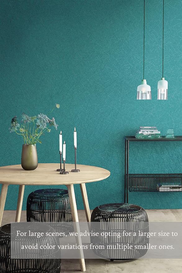 Safiyya Wallpaper Teal Silk Contact Paper Textured Wallpaper Peel and Stick Modern Removable Wall Paper Silk Decorative Self Adhesive Vinyl Rolls 118"x 17.3" - Image 4