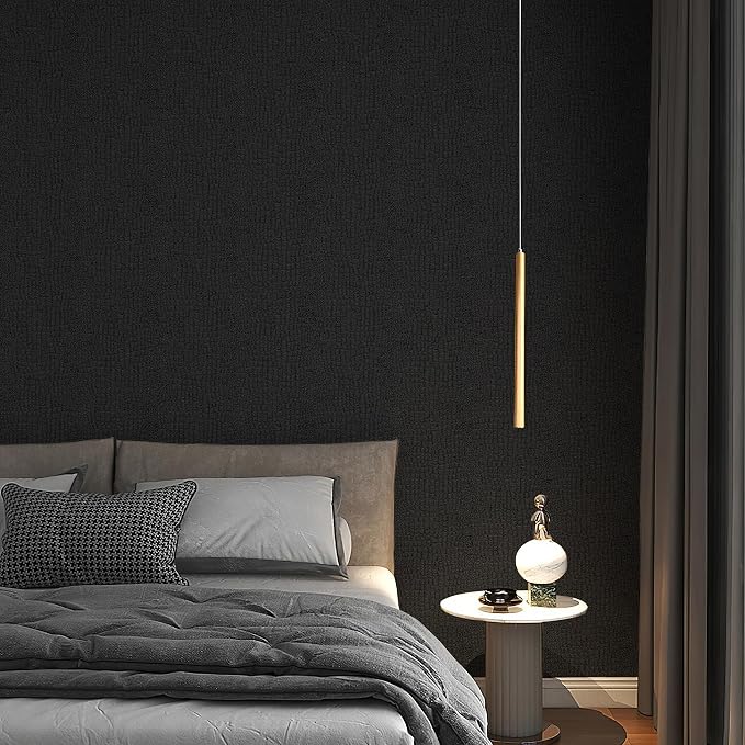 Fititem Black Peel and Stick Wallpaper Crocodile Texture Modern 787”×17.3” | Black Wallpaper for Bedroom Bathroom Waterproof Removable Self Adhesive Wallpaper 3D Embossed Faux Leather Contact Paper Dark - Image 7