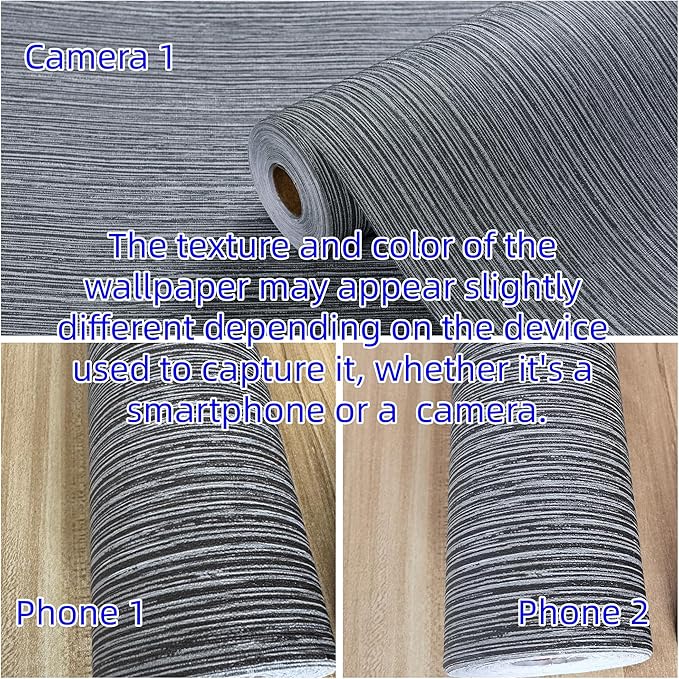 Haimin Grasscloth Wallpaper Textured 24in X 393in Fabric Contact Paper Gray Wall Paper Textured Linen Wallpaper Peel and Stick Self-Adhesive Thick Vinyl Embossed Film Wallpaper (Gray) - Image 5