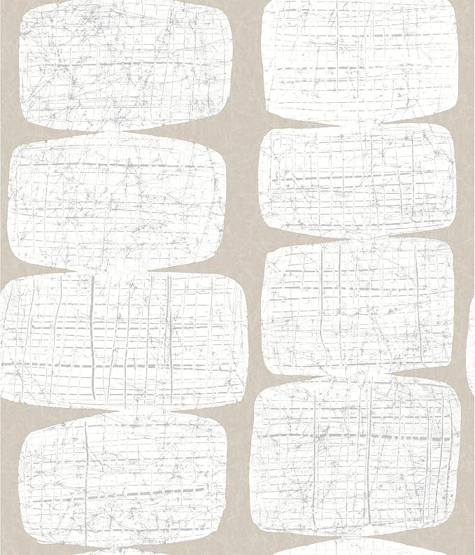 RoomMates RMK12347PL Mid-Century Beads Peel and Stick Wallpaper, Tan, White - Image 2