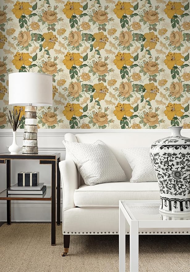 Hopepak 16.1'' x 394'' Floral Peel and Stick Wallpaper Modern Flower Contact Paper Self Adhesive Removable Waterproof Wall Paper for Bedroom Cabinets Living Room Home Decoration - Image 5