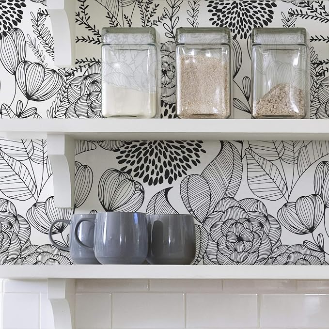 NuWallpaper Secret Garden Peel and Stick Wallpaper, Black, Removable Wallpaper, 20.5 in x 18 ft - Image 7