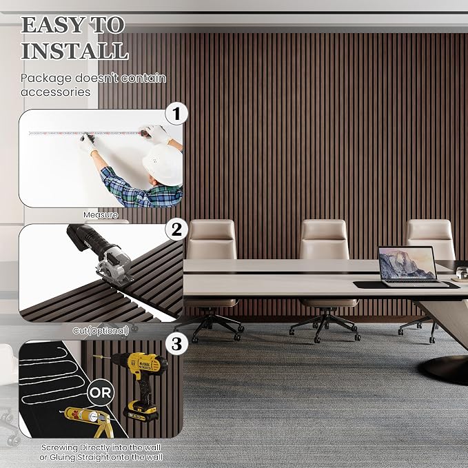 2 Pack Wood Salt Acoustic Wall Panels 94" x 23.6" x 0.8", Natural Walnut | 3D Fluted Soundproof Wooden Wall Panel, Sound-absorbing Wall Decor for Home Theater Studio Office Bedroom - Image 6