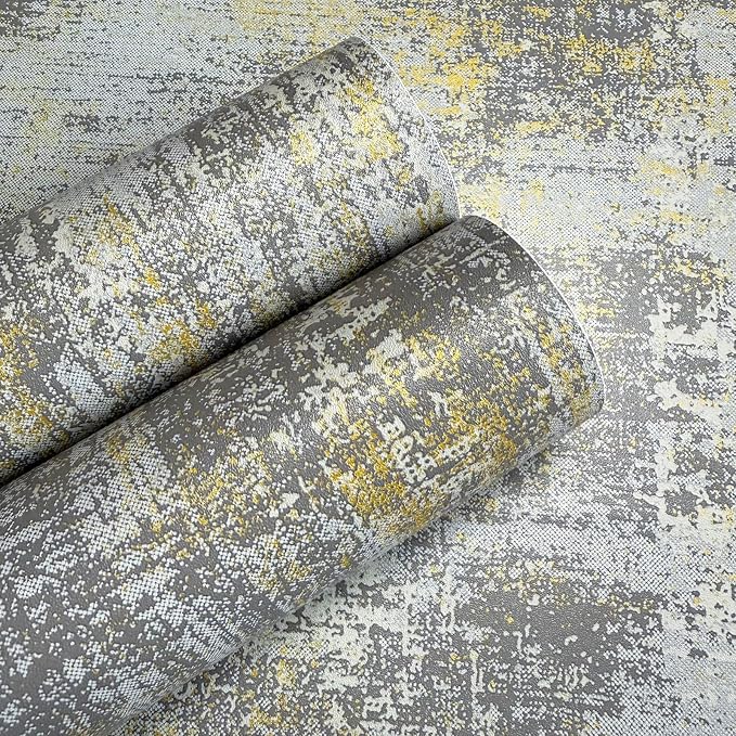 JiffDiff Vintage Metallic Peel and Stick Wallpaper Self Adhesive Industrial Metallic Concrete Wall Paper Modern Stick on Wallpaper Contact Paper(17.3" x 400" Light Gray) - Image 6