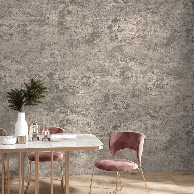 TOTIO Industrial Style Wallpaper Beige Grey Cement Concrete Contact Paper Self Adhesive Removable Vinyl Wall Paper Roll 16×118inch Matte Wall Covering [Thicken] Kitchen Bathroom Studio Peel Stick - Image 3