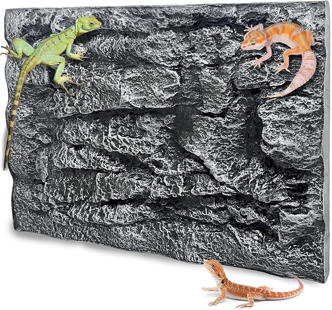 23.6x17.7in Rock Terrarium Background,3D Reptile Tank Background Board,Amphibian Stereo Backdrop Wall,Lizard Snake Gecko Spider Turtle Fish pet silo Background Decorative Panel(Grey) by Sysmashing