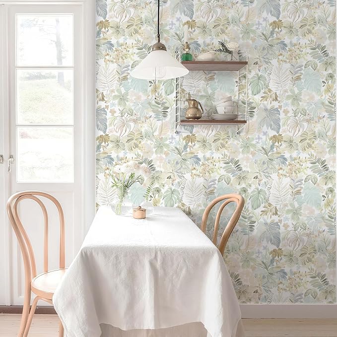 Heroad Boho Peel and Stick Wallpaper Tropical Wall Paper Botanical Floral Contact Paper 17.3''X393'' Removable Self Adhesive Wallpaper for Bathroom Kitchen Cabinet Waterproof Thicken Decor Vinyl Roll - Image 8