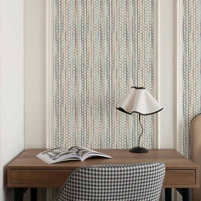 Main Street Peel and Stick Wallpaper Sheets, Woven Stripe, 12-Pack | 11 x 16 in sheet size; Covers up to 14.67 sq ft; Eco-friendly paper material; No paste or additional adhesive required - Image 5