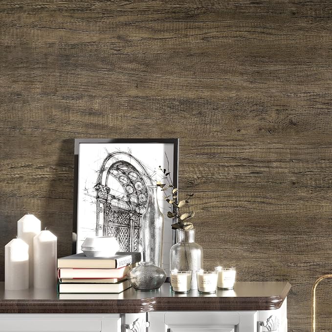 WESTICK Brown Wood Contact Paper Peel and Stick Countertops Waterproof Wood Wallpaper Self Adhesive Wooden Contact Paper Rustic Wooden Grain Vinyl Wrap for Tables Desk Kitchen Cabinets 78" x 15.8" - Image 7