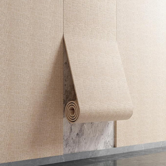 Yutianli 3D Wall Panel Peel and Stick Soundproof Foam Linen Wall Cloth Yellow 16.7"x118" Self-Adhesive Decorative Wallpaper Anti-Collision Wall Padding by Yutianli