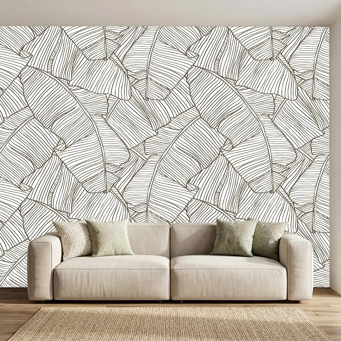 Banana Leaf Peel and Stick Wallpaper Minimalist Leaves Wall Mural | 137"x96", Self Adhesive Canvas, for Bedroom Living Room Bathroom, Seamless, No overlapping - Image 2