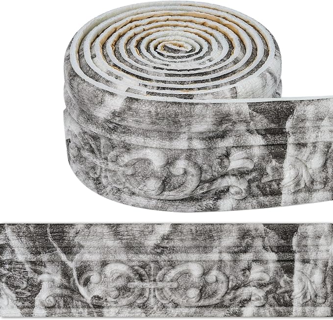 180'' Marble Polyethylene Foam 3D Wall Edging, Self Adhesive Wallpaper Border for Home, Hotel Decoration - Image 2