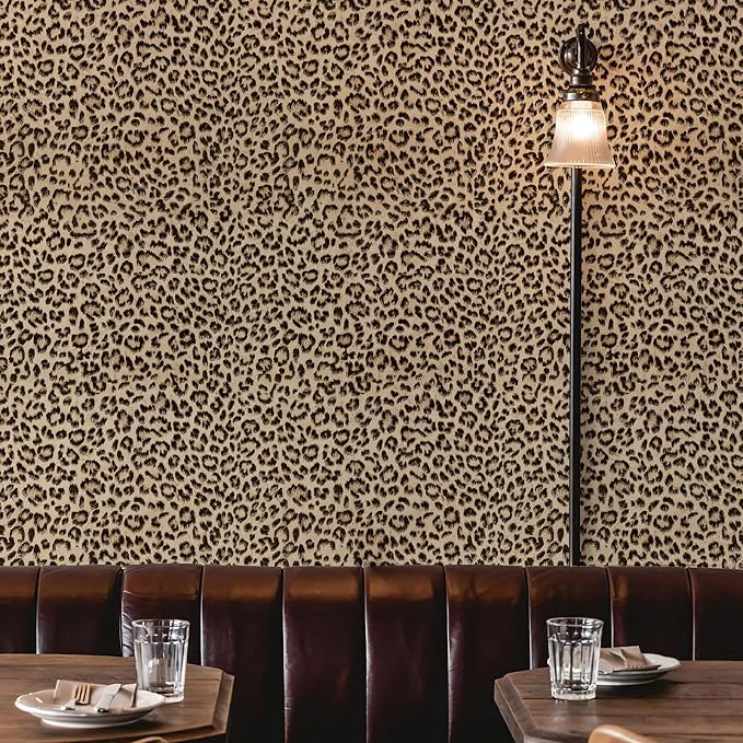 JiffDiff Leopard Print Peel and Stick Wallpaper, Waterproof Removable Self Adhesive Textured Wall Paper, Yellow Unique Funky Cheetah Contact Paper for Bedroom and Bathroom 480"X17.3"(57.6 sq. ft) - Image 9