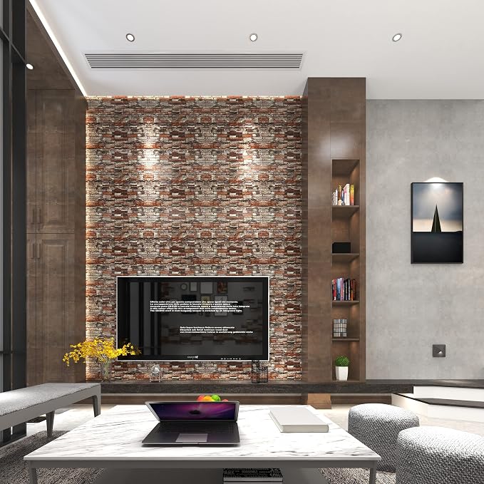 Yutianli 7mm Thick Anti-Collision self Adhesive 3D Wall Panels Peel and Stick,10-Pack 57 Sq.Ft Antique Foam Wall Panel Faux Brick Wall Panels Faux Stone Wall Panels for Bedroom (10, Style D) - Image 4