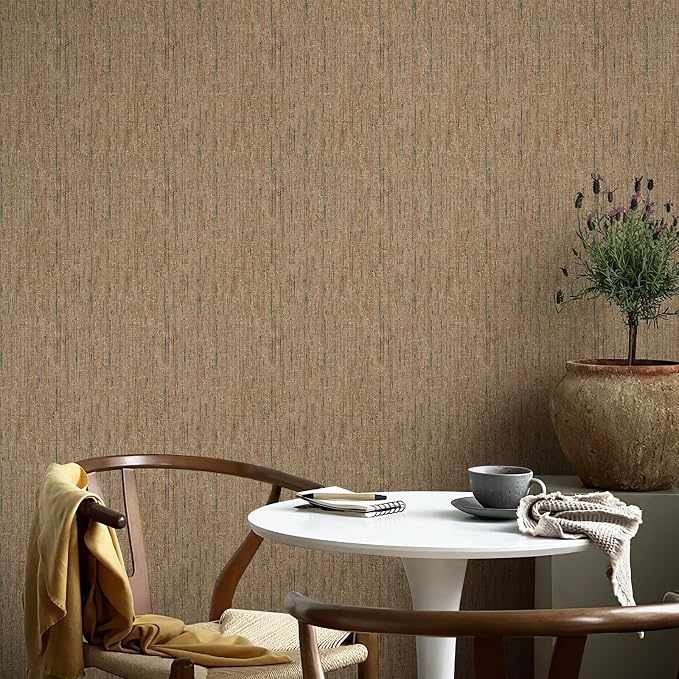 JiffDiff Woven Wallpaper Peel and Stick 17.3" x 800" Colorful Paint Grasscloth Contact Paper Textured Waterproof Self Adhesive Stick on Wallpaper(96 sq. ft Coffee) - Image 3