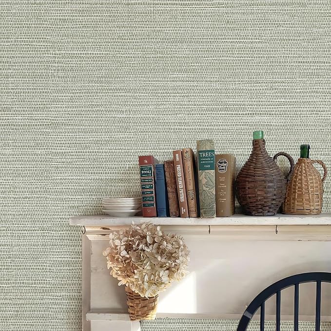 JiffDiff Grasscloth Wallpaper Peel and Stick Cream Grassweave Stick on Wallpaper Textured Self Adhesive Wall Paper Contact Paper 787" x 17.3" - Image 4