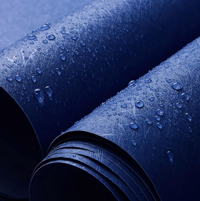 Safiyya Blue Silk Peel and Stick Wallpaper Textured Dark Blue Contact Paper Removable Wallpaper Silk Decorative Self Adhesive Wall Paper Vinyl Rolls 118"x 17.3" - Image 2