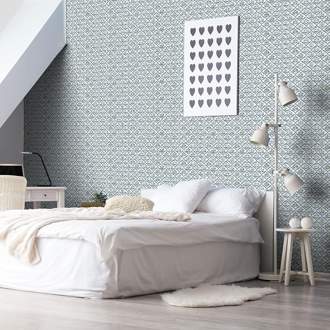 Drydiet Block Print Wallpaper Peel and Stick Contact Paper 15.8 x 118.1 | Self Adhesive, Vintage Floral Design, Easy Apply Remove, Wall Sticker for Home Locker Dorm Classroom Living Room Decor - Image 5
